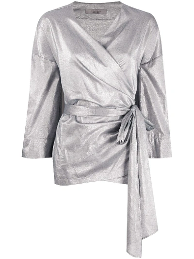 D-exterior Metallic Wrap-style Top In Silver