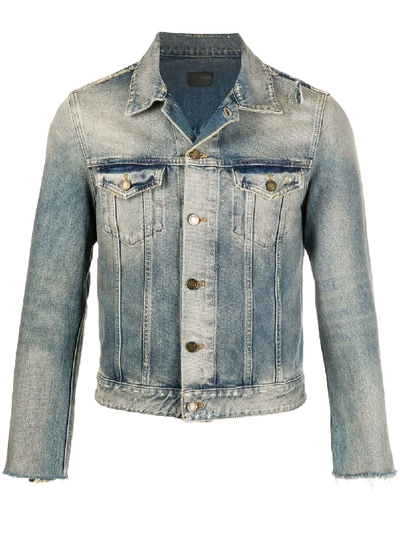 Saint Laurent Stonewashed-effect Denim Jacket In Blue