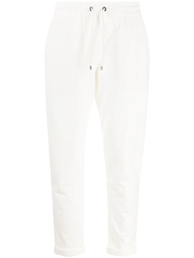 Brunello Cucinelli Drawstring Cropped Trousers In White
