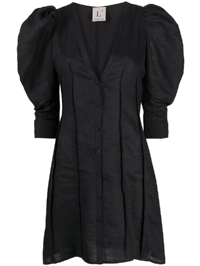 L'autre Chose Puff Sleeve Mini Dress In Black