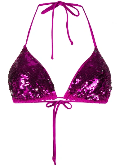 Mc2 Saint Barth Sequin-detail Triangle Bikini Top In Pink