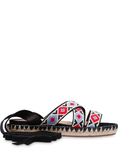 Miu Miu Geometric Print Espadrilles In Black