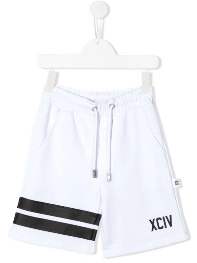 Gcds Kids' Xciv Logo Track Shorts In White