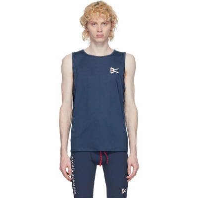 District Vision Air Wear Logo-print Perforated-jersey Tank Top In Blue