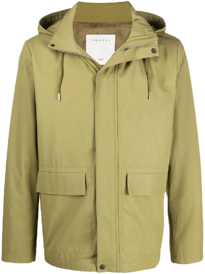 Sandro Hooded Deck Jacket In Green