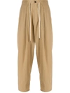 Attachment Crinkled Effect Drawstring Trousers In Neutrals