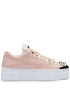 MIU MIU PATENT-LEATHER EMBELLISHED SNEAKERS