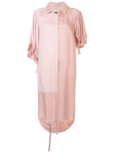 Ann Demeulemeester Panelled Shirt Midi Dress In Pink