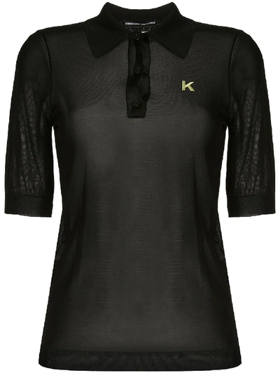 Kwaidan Editions Sheer Branded Polo Shirt In Black