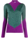 Gcds Panelled Metallic Sweater In Purple