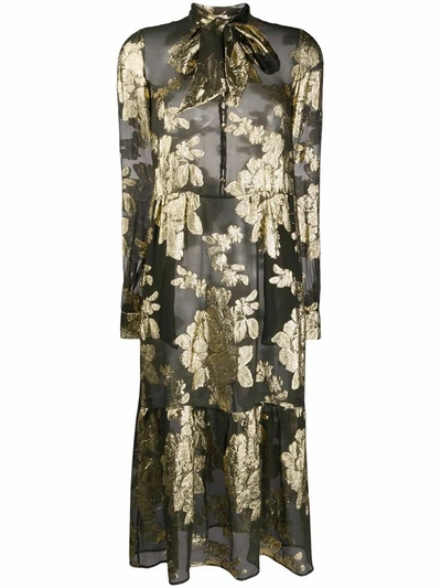 Saint Laurent Sheer Floral Fil Coupe Dress In Pattern