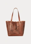 RALPH LAUREN HAND-TOOLED LEATHER TOTE,0042848200