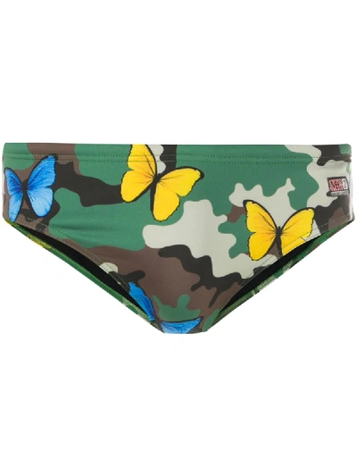 Mc2 Saint Barth Camouflage Butterfly Print Swim Trunks In Green