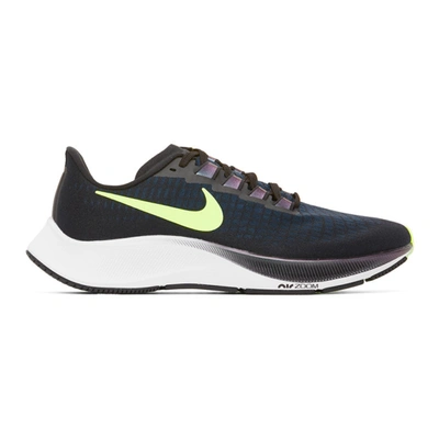 Nike Men's Air Zoom Pegasus 37 Running Sneakers From Finish Line In Black/ghost Green/valerian Blue