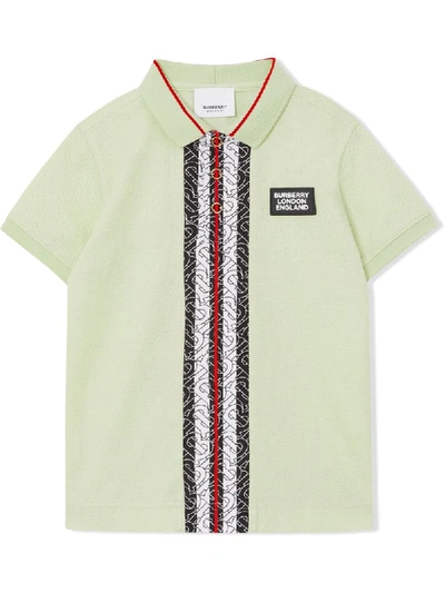 Burberry Kids' Monogram Stripe Polo Shirt In Green