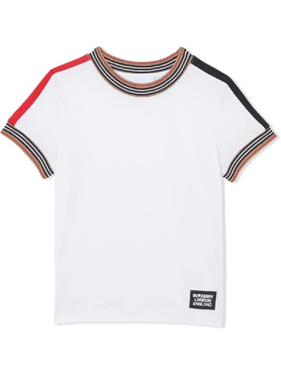 Burberry Babies' Icon Stripe Short-sleeve T-shirt In White