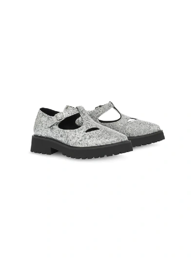 Burberry Kids' Glittery T-bar Shoes In Grey