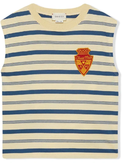 Gucci Kids' Striped Sleeveless T-shirt In White