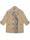 BURBERRY MONOGRAM-STRIPED DOUBLE BREASTED TRENCH COAT