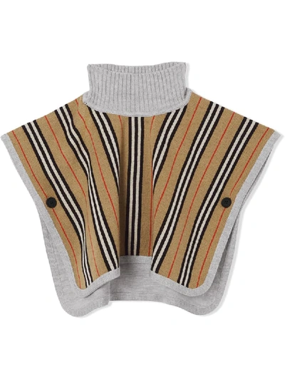Burberry Babies' Reversible Jacquard Poncho In Brown