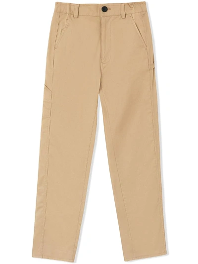Burberry Babies' Logo Detail Twill Trousers In Neutrals