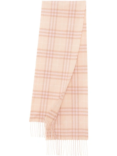 Burberry Kids' The Mini Check Patterned Scarf In Pink