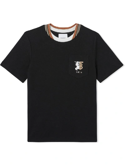 Burberry Babies' Striped Collar T-shirt In Black