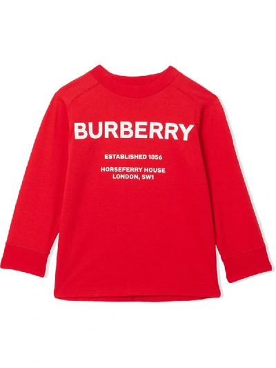 Burberry Babies' Logo Print Jumper In Red