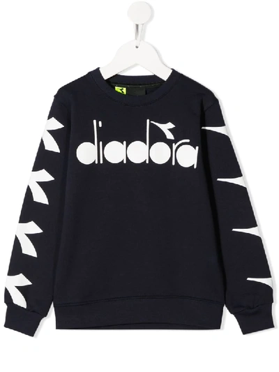 Diadora Junior Kids' Logo-print Sweatshirt In Black