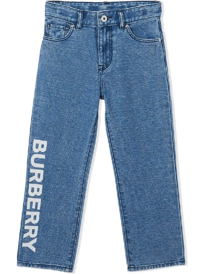 Burberry Babies' Jeans Mit Logo-print In Blue