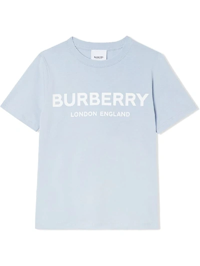 Burberry Babies' Logo Print Relaxed-fit T-shirt In Blue