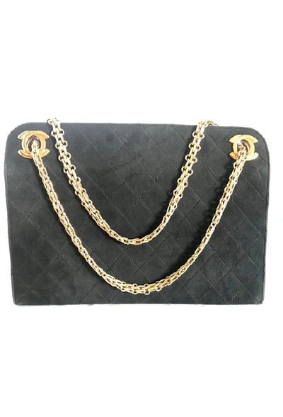 Pre-owned Chanel Suede Leather Shoulder Bag In Grey