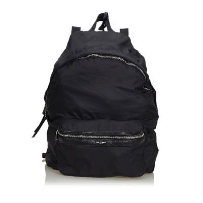 Pre-owned Ysl Nylon Foldable Backpack In Black