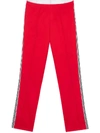 BURBERRY STRIPE DETAIL DOUBLE-WAIST TRACKPANTS RED,C3C19BB6-45D6-80FE-C189-B75FA5DFB409