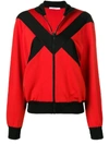 Givenchy Contrast Panel Zipped Jacket In Red