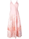 Rosie Assoulin Damask Wrap Front Midi Dress In Neutrals