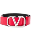 VALENTINO GARAVANI RED MEN'S V LOGO BELT,7EE8CBE7-096F-8E0B-8CB4-56BEF51848DE