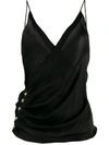 BALMAIN BUTTON RUCHED SLEEVELESS TOP,4539788C-E3C8-C469-7968-E7645CB81C47