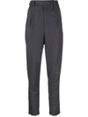 SAINT LAURENT GREY HIGH-WAISTED TAPERED TROUSERS,C1314787-BB21-CDC9-73D3-333F8BB53815