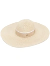 Maison Michel Blanche Grosgrain-trimmed Straw Sunhat In Neutrals