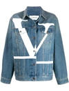 VALENTINO V Logo Medium Blue Denim Jacket,CC8AA927-CCCC-6C81-BBD7-5E5BBD8C609D