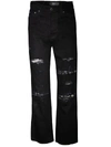 AMIRI CROPPED STRAIGHT MUSIC NOTE PATCH JEANS,52A2AB7C-E833-0A57-A1DB-0F5D1F3FF002