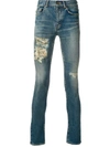 SAINT LAURENT SKINNY LOW RISE DISTRESSED JEANS,E8BE6B91-5B69-F98D-F9BF-88EC9ACCA7B4