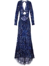 DUNDAS COBALT BUGLE BEAD ART DECO EMBELLISHED DRESS,47873453-3CFF-1A4D-15BD-A137AFDACB10