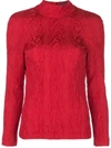 ALEXA CHUNG RED WOMEN'S OPEN BACK FUNNEL NECK BLOUSE,110869FF-3D79-2976-EC2F-8337B9A49557