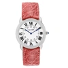 CARTIER RONDE SOLO PINK STRAP LARGE UNISEX WATCH W6700255 BOX PAPERS,5A354454-6297-BB22-4336-DC69CE08A4A2