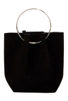 THE ROW SUEDE LEATHER BAG 'FLAT MICRO CIRCLE' WITH RINGS BLACK,A3C78BC0-D617-5182-A7E9-1B1D34B6805B