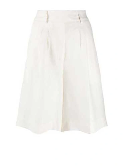 Remain Kit Linen Wide Bermuda Shorts In White