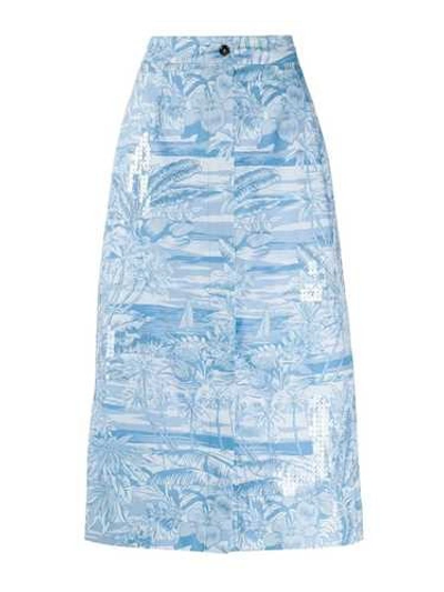 Brognano Tropical-print A-line Skirt In Blue