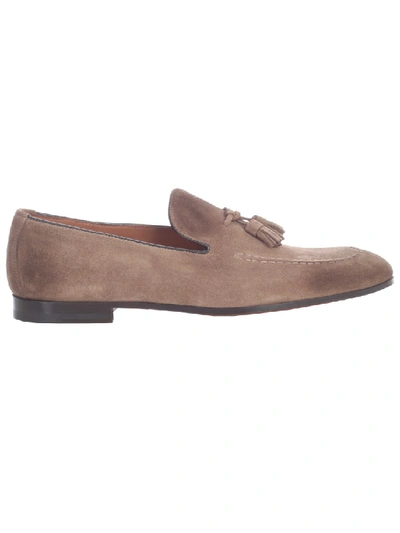 Doucal's Suede Slippers W/ Leather Tassels In Brown